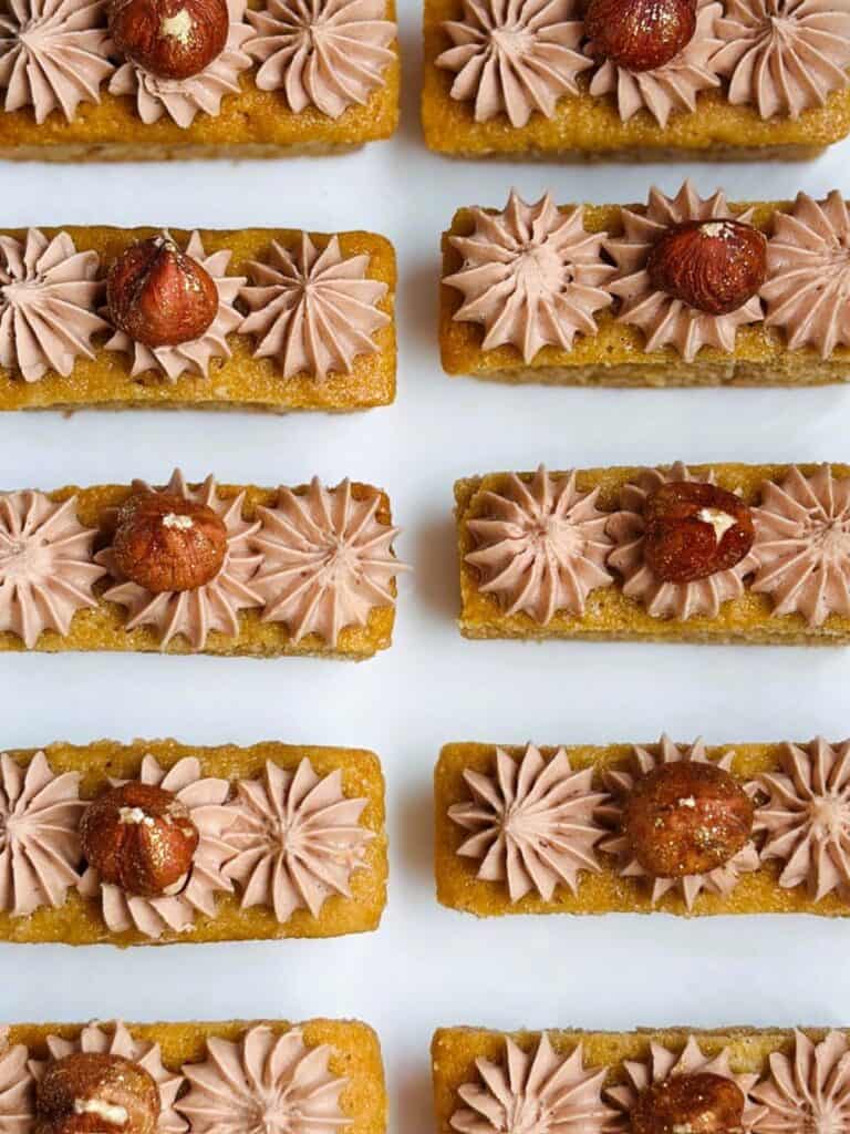 Hazelnut latte fingers top down on a platter