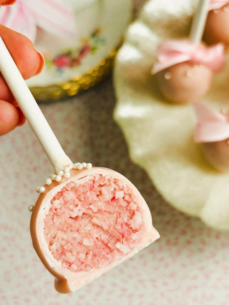 Inside the Rapsberry and Coconut Truffle Pops
