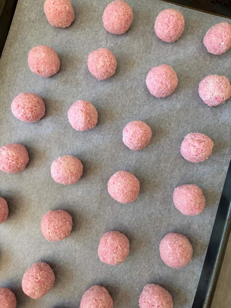 Roll the balls and place on a tray