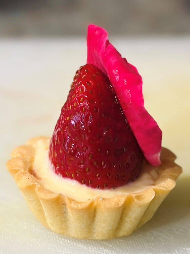 Little strawberry rose tartlets